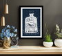 Wallity Cuadro Decorativo Enmarcado Blanco y Azul Marino 38 x 53 cm